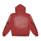 PRESS PLAY DISTRESSED RED HOODIE