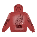 PRESS PLAY DISTRESSED RED HOODIE